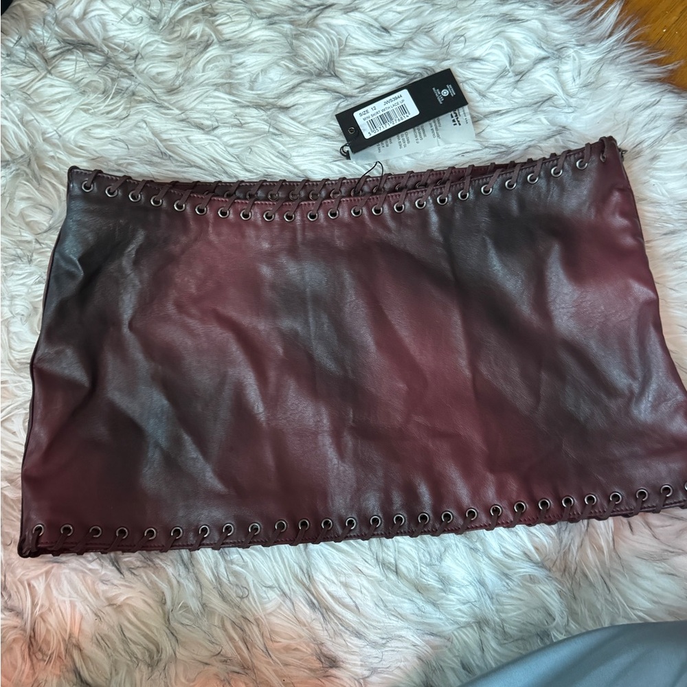 Jaded London mini skirt with Lace up (wine red)